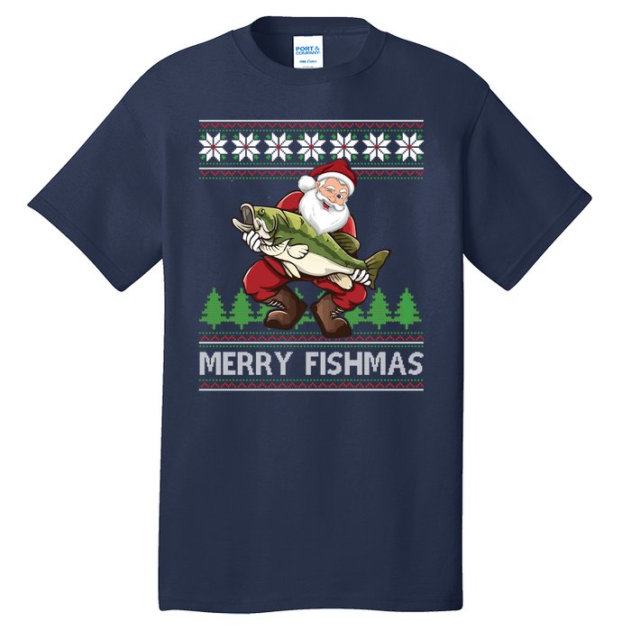 Merry Fishmas And Santa Fishing Tall T-Shirt