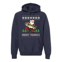 Merry Fishmas And Santa Fishing Premium Hoodie