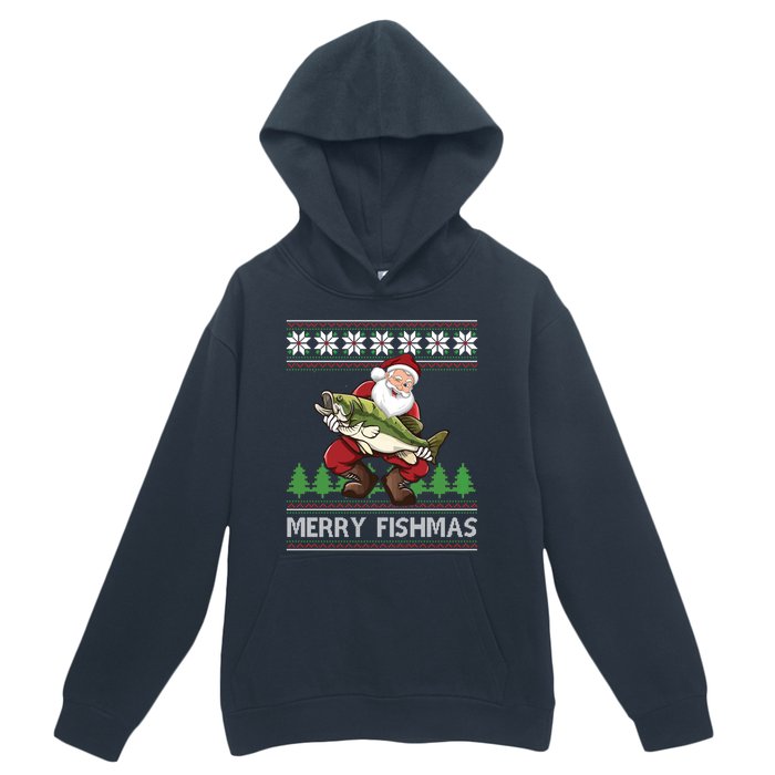 Merry Fishmas And Santa Fishing Urban Pullover Hoodie