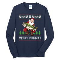 Merry Fishmas And Santa Fishing Tall Long Sleeve T-Shirt