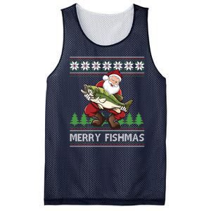 Merry Fishmas And Santa Fishing Mesh Reversible Basketball Jersey Tank