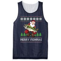 Merry Fishmas And Santa Fishing Mesh Reversible Basketball Jersey Tank