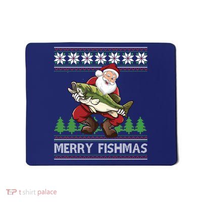 Merry Fishmas And Santa Fishing Mousepad