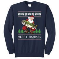 Merry Fishmas And Santa Fishing Tall Sweatshirt