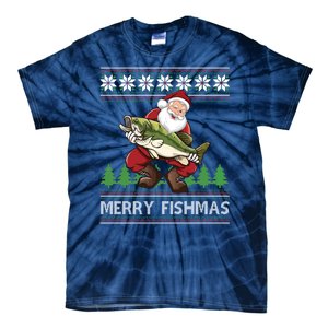 Merry Fishmas And Santa Fishing Tie-Dye T-Shirt