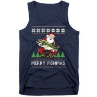 Merry Fishmas And Santa Fishing Tank Top