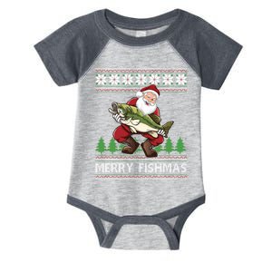 Merry Fishmas And Santa Fishing Infant Baby Jersey Bodysuit