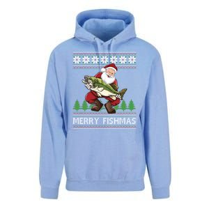 Merry Fishmas And Santa Fishing Unisex Surf Hoodie