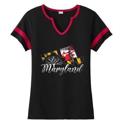 Maryland Flag And Pride Home Family Vintage Maryland Ladies Halftime Notch Neck Tee