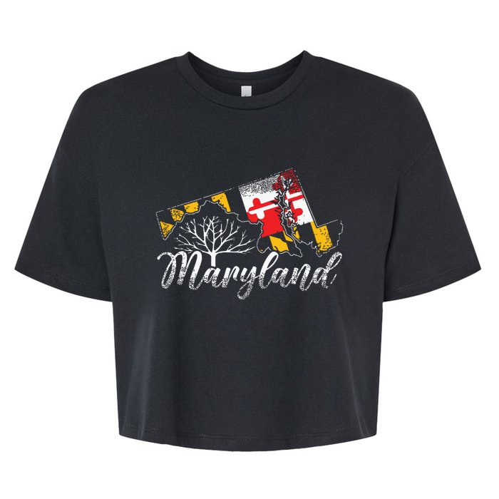 Maryland Flag And Pride Home Family Vintage Maryland Bella+Canvas Jersey Crop Tee