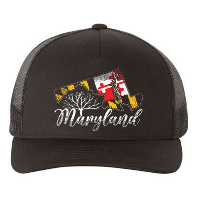 Maryland Flag And Pride Home Family Vintage Maryland Yupoong Adult 5-Panel Trucker Hat