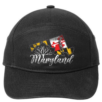 Maryland Flag And Pride Home Family Vintage Maryland 7-Panel Snapback Hat