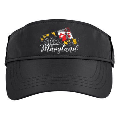 Maryland Flag And Pride Home Family Vintage Maryland Adult Drive Performance Visor