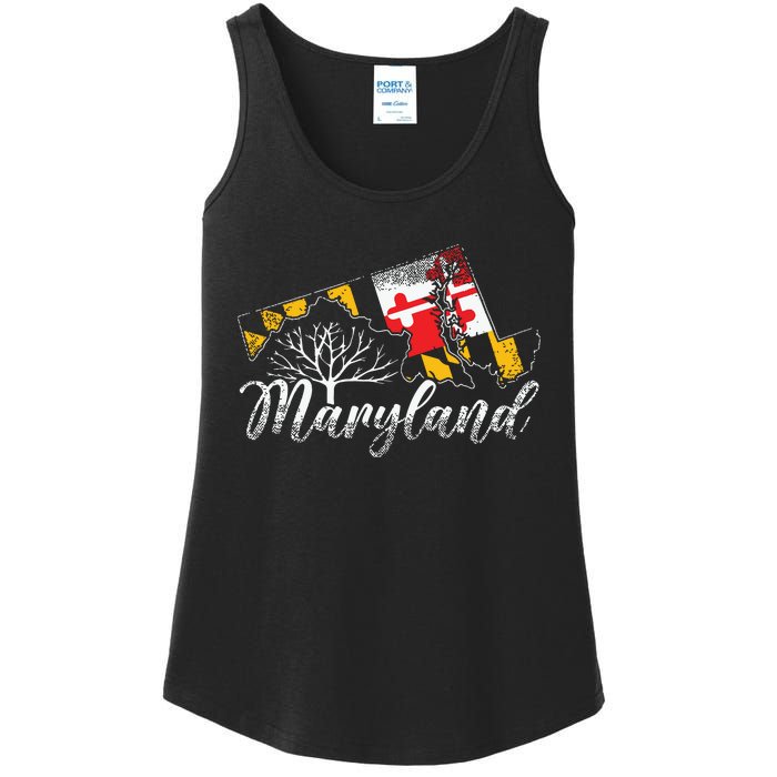 Maryland Flag And Pride Home Family Vintage Maryland Ladies Essential Tank