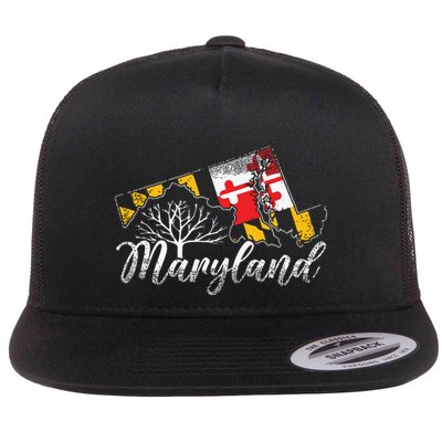 Maryland Flag And Pride Home Family Vintage Maryland Flatbill Hat