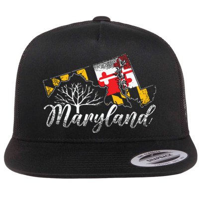 Maryland Flag And Pride Home Family Vintage Maryland Flat Bill Trucker Hat