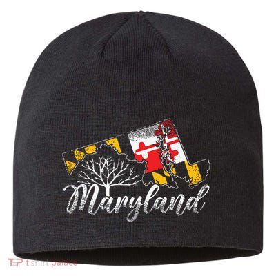Maryland Flag And Pride Home Family Vintage Maryland Sustainable Beanie