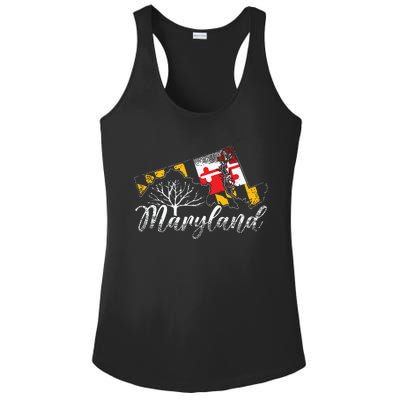 Maryland Flag And Pride Home Family Vintage Maryland Ladies PosiCharge Competitor Racerback Tank