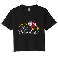 Maryland Flag And Pride Home Family Vintage Maryland Women's Crop Top Tee