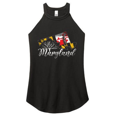 Maryland Flag And Pride Home Family Vintage Maryland Women’s Perfect Tri Rocker Tank