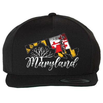 Maryland Flag And Pride Home Family Vintage Maryland Wool Snapback Cap