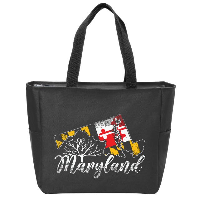Maryland Flag And Pride Home Family Vintage Maryland Zip Tote Bag
