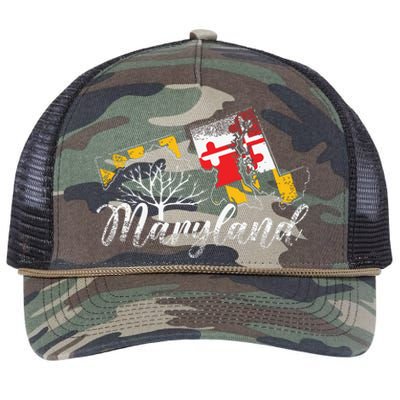 Maryland Flag And Pride Home Family Vintage Maryland Retro Rope Trucker Hat Cap