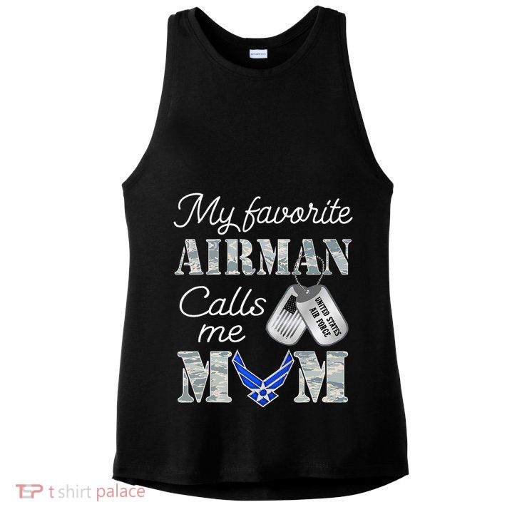 My Favorite Airman Calls Me Mom Air Force Mom Ladies PosiCharge Tri-Blend Wicking Tank