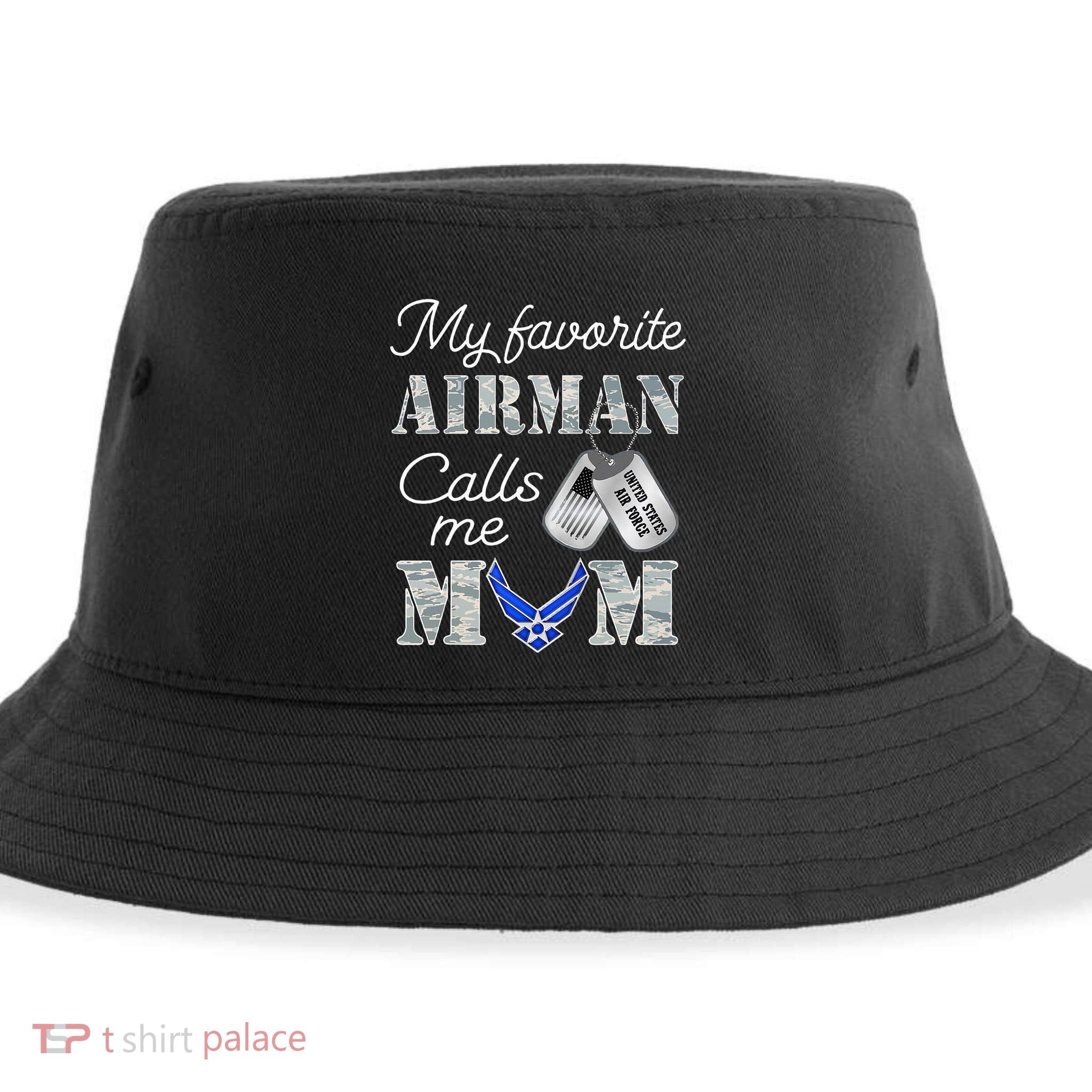 My Favorite Airman Calls Me Mom Air Force Mom Sustainable Bucket Hat