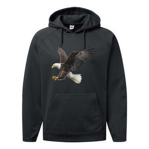 Majestic Flying American Bald Eagle Performance Fleece Hoodie