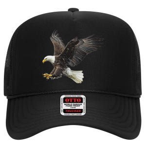 Majestic Flying American Bald Eagle High Crown Mesh Back Trucker Hat