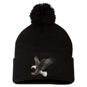 Majestic Flying American Bald Eagle Pom Pom 12in Knit Beanie