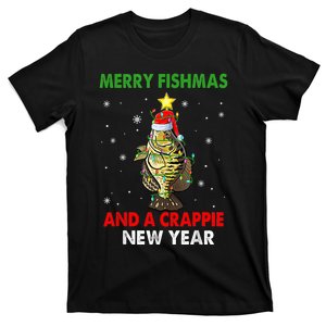 Merry Fishmas And A Crappie New Year Fishing Xmas T-Shirt