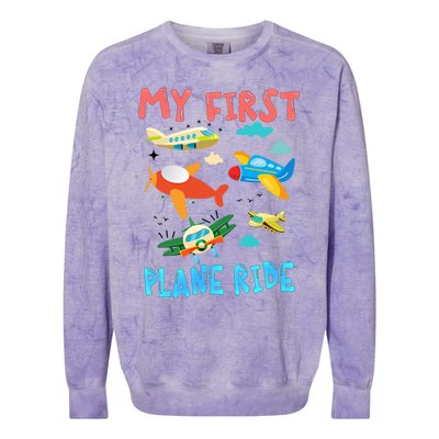 My First Airplane Ride Gift First Time Flying Gift Colorblast Crewneck Sweatshirt