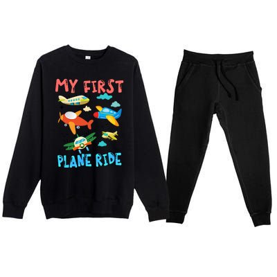 My First Airplane Ride Gift First Time Flying Gift Premium Crewneck Sweatsuit Set