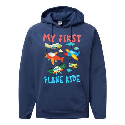 My First Airplane Ride Gift First Time Flying Gift Performance Fleece Hoodie