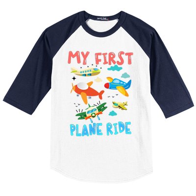 My First Airplane Ride Gift First Time Flying Gift Baseball Sleeve Shirt