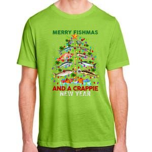 Merry Fishmas And A Crappie New Year Xmas For Fisherman Adult ChromaSoft Performance T-Shirt