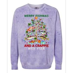 Merry Fishmas And A Crappie New Year Xmas For Fisherman Colorblast Crewneck Sweatshirt