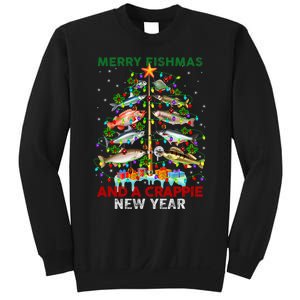 Merry Fishmas And A Crappie New Year Xmas For Fisherman Sweatshirt