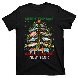 Merry Fishmas And A Crappie New Year Xmas For Fisherman T-Shirt