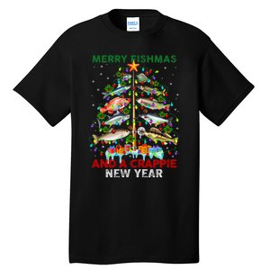 Merry Fishmas And A Crappie New Year Xmas For Fisherman Tall T-Shirt