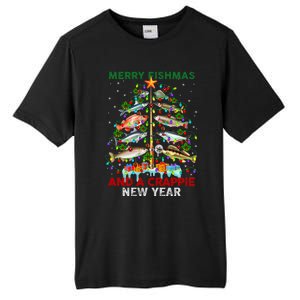 Merry Fishmas And A Crappie New Year Xmas For Fisherman Tall Fusion ChromaSoft Performance T-Shirt