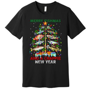 Merry Fishmas And A Crappie New Year Xmas For Fisherman Premium T-Shirt