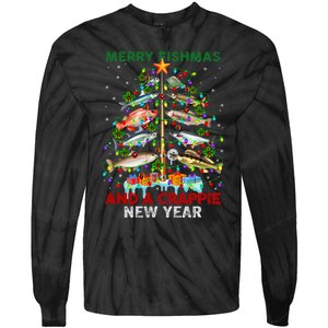 Merry Fishmas And A Crappie New Year Xmas For Fisherman Tie-Dye Long Sleeve Shirt