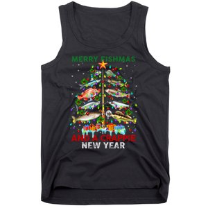 Merry Fishmas And A Crappie New Year Xmas For Fisherman Tank Top