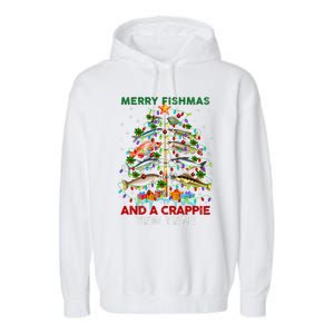 Merry Fishmas And A Crappie New Year Xmas For Fisherman Garment-Dyed Fleece Hoodie