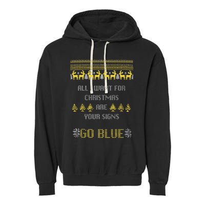 Michigan Football All I Want For Christmas Are Your Signs Garment-Dyed Fleece Hoodie