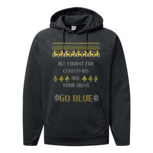 Michigan Football All I Want For Christmas Are Your Signs Performance Fleece Hoodie