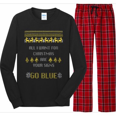 Michigan Football All I Want For Christmas Are Your Signs Long Sleeve Pajama Set